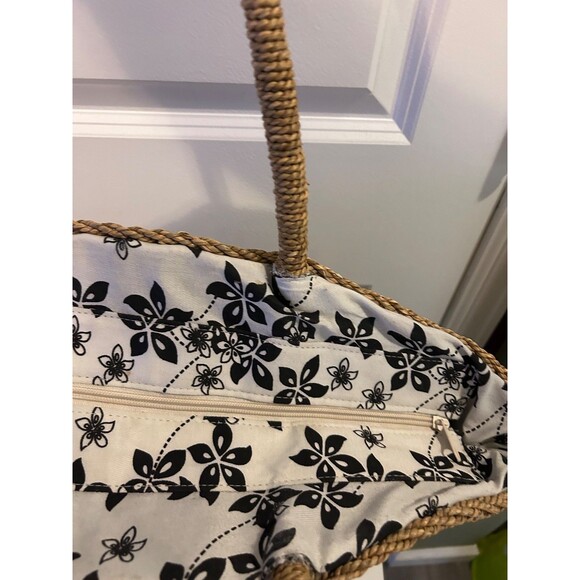 Sondra Roberts Squared Women’s Large Basket Tote Bag Beach Summer French